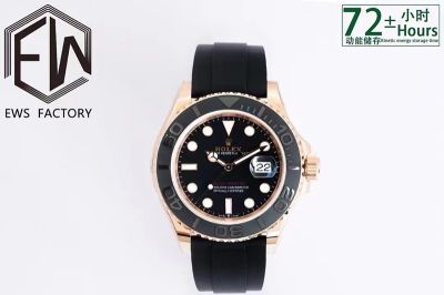 Rolex Yacht-Master 42mm 3235 Movement Black Face Black Oysterflex Strap RG Case Watch